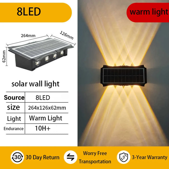 Solar Wall Light – IP65 Waterproof Warm LED for Outdoor Facades