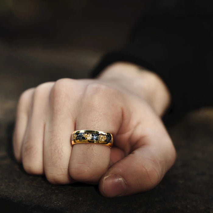 Men’s Tungsten Wedding Band – 18K Gold Plated Finish SF