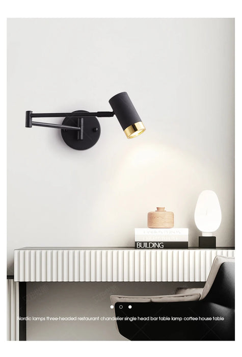 Modern Wall-Mounted LED Lamp – Adjustable Swing Arm with Warm/Cold Light for Bedrooms & Living Rooms - Samanta Factory