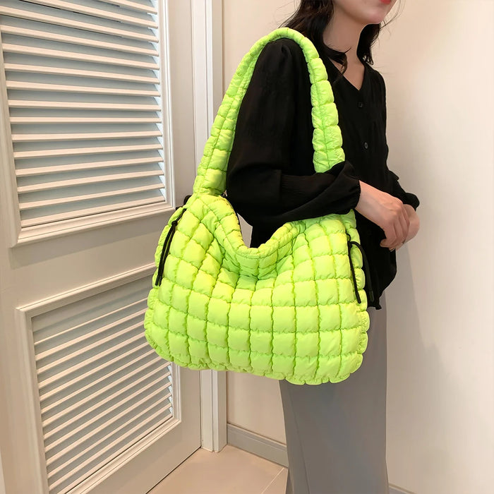 Women’s Puffer Shoulder Bag – Fashion Bubble Tote with Large Capacity