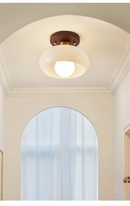 Modern LED Ceiling Light – Wooden & Glass Fixture for Home Lighting - Samanta Factory