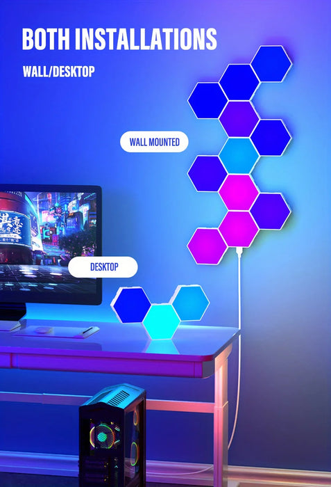 Hexagonal Night Light – DIY Smart LED Wall Panels with App & Music Sync