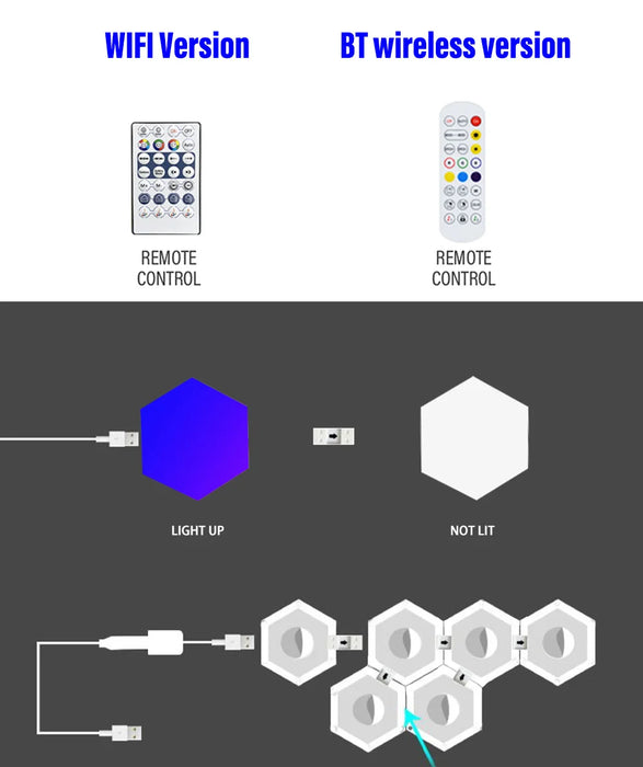 Hexagonal Night Light – DIY Smart LED Wall Panels with App & Music Sync