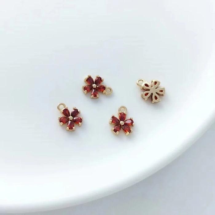 Personalized Sparkling Name Necklace with Floral Charm- Zircon Peach Blossom Pendant SF