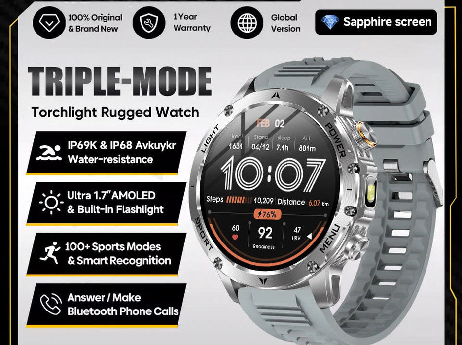 Outdoor Smartwatch – 1000mAh Long Battery & IP69K Waterproof SF