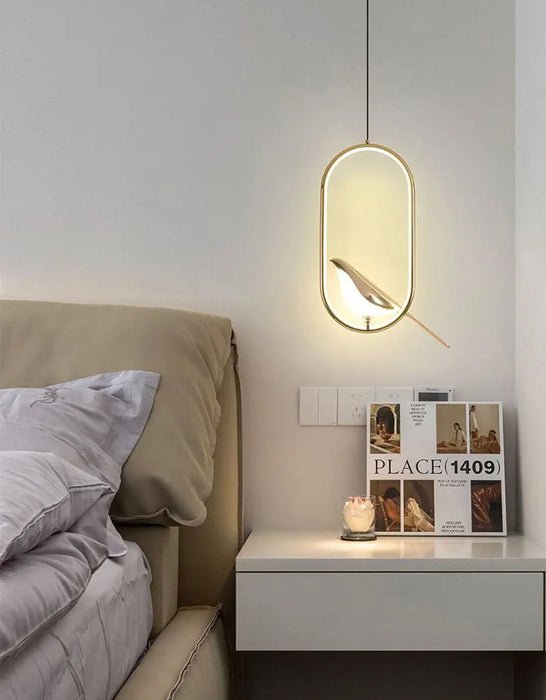 Bird Pendant Light – Modern Gold & Silver Hanging Lamp with Rotatable Magpie Design