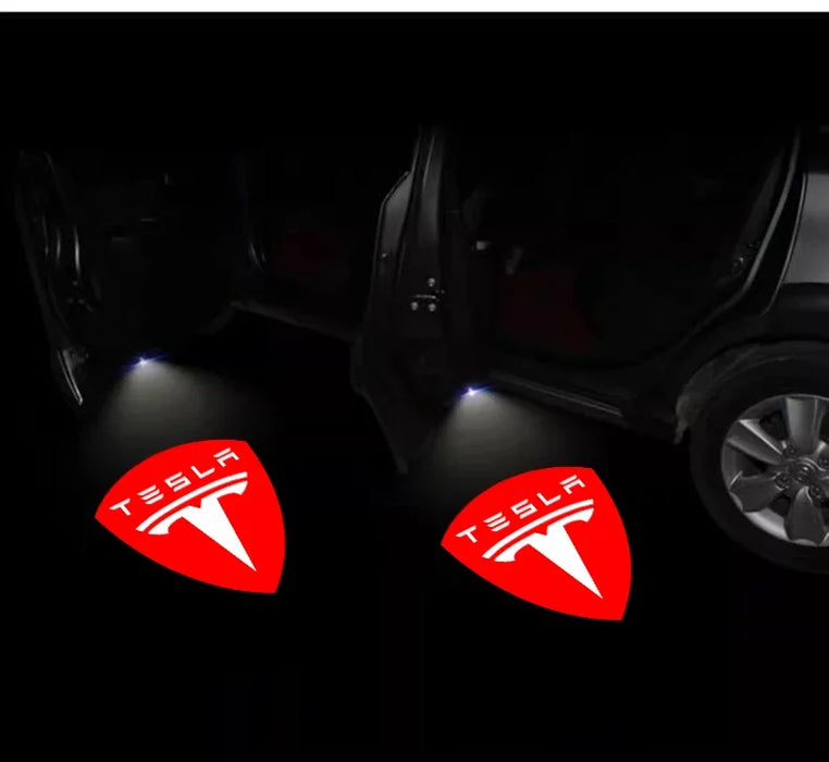 Tesla 2Pcs Car Door Projector Welcome Lights Accessories For Tesla Model 3 S X Y Cybertruck Roadster SpaceX Car Accessories - Samanta Factory