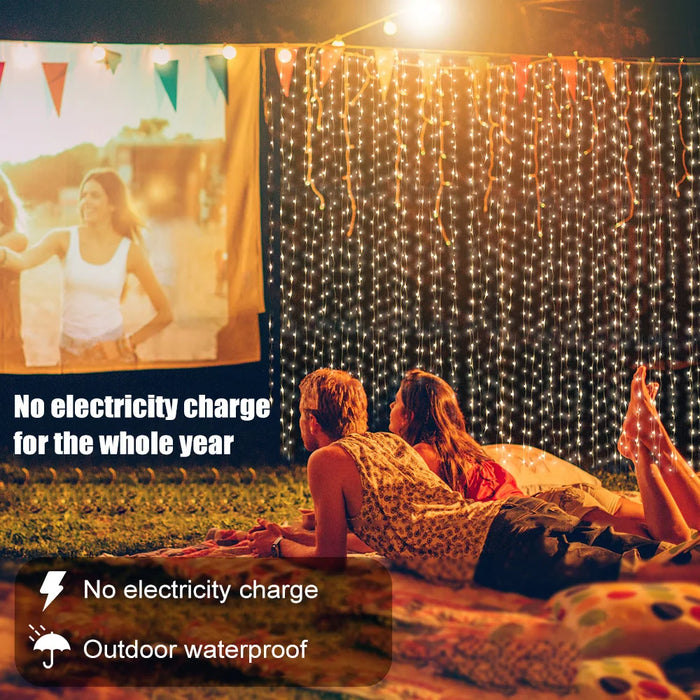 Festive Solar-Powered Curtain Lights with Waterproof Design & Remote Control - Samanta Factory