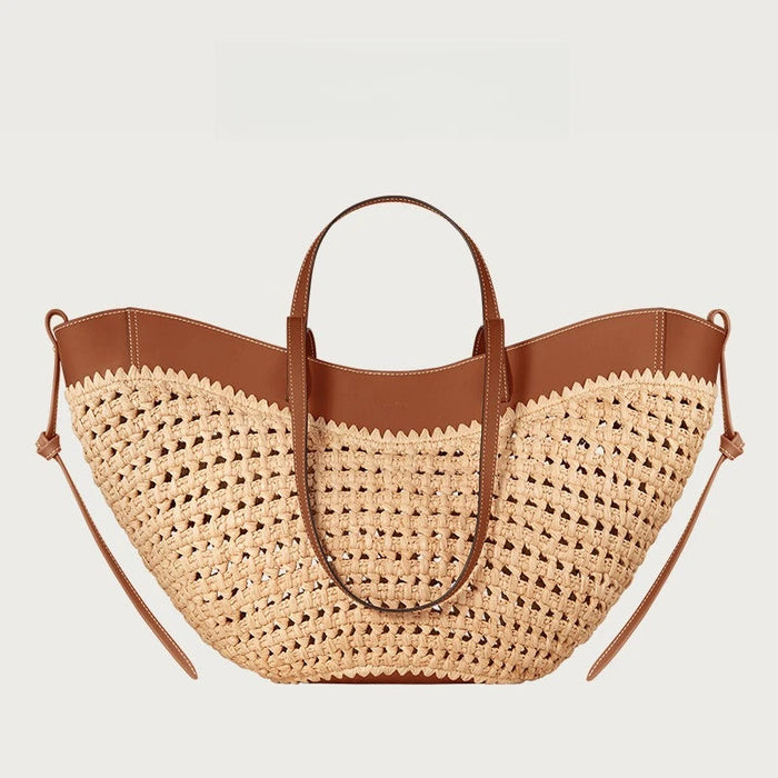 Women's Woven Straw Tote Bag – Large Capacity Beach Handbag & Casual Shoulder Bag SF