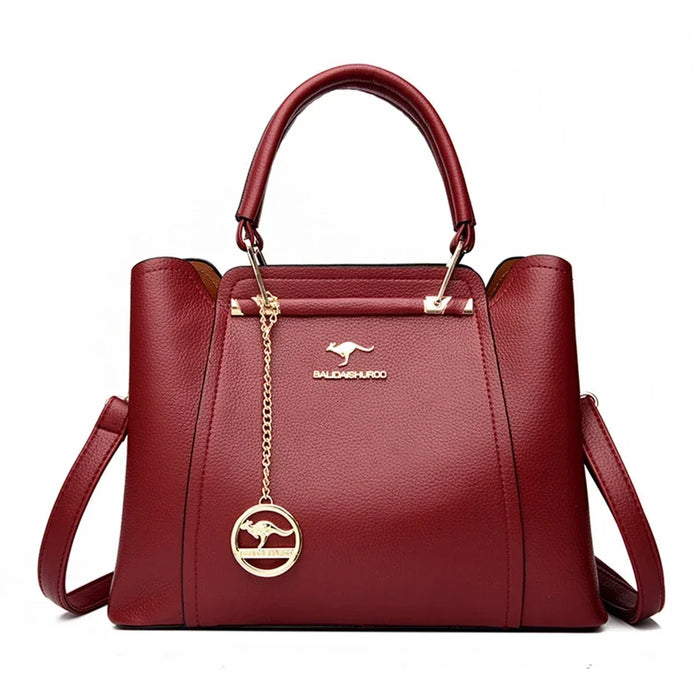 Women’s Soft PU Leather Handbag – Fashionable Casual Tote with Sequined Detail - Samanta Factory