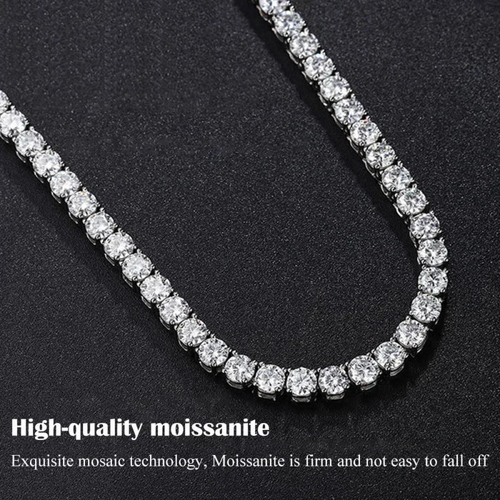 Moissanite Tennis Necklace – GRA Certified S925 Silver Sparkle