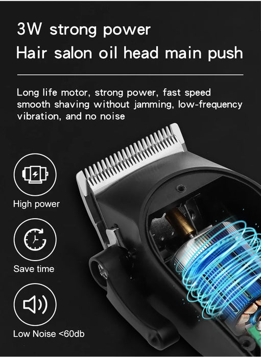 Electric Hair Clipper – Rechargeable Stainless Steel Blade with USB Charging & Adjustable Length