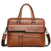 Men’s PU leather business laptop briefcase with flap pocket and zipper closure