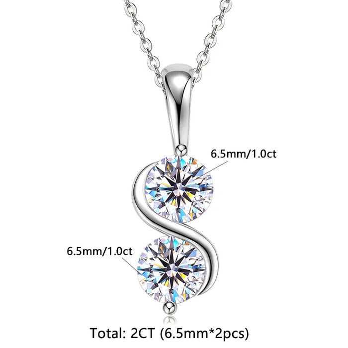 Moissanite Pendant Necklace – Twisted Round-Cut D-Color VVS1