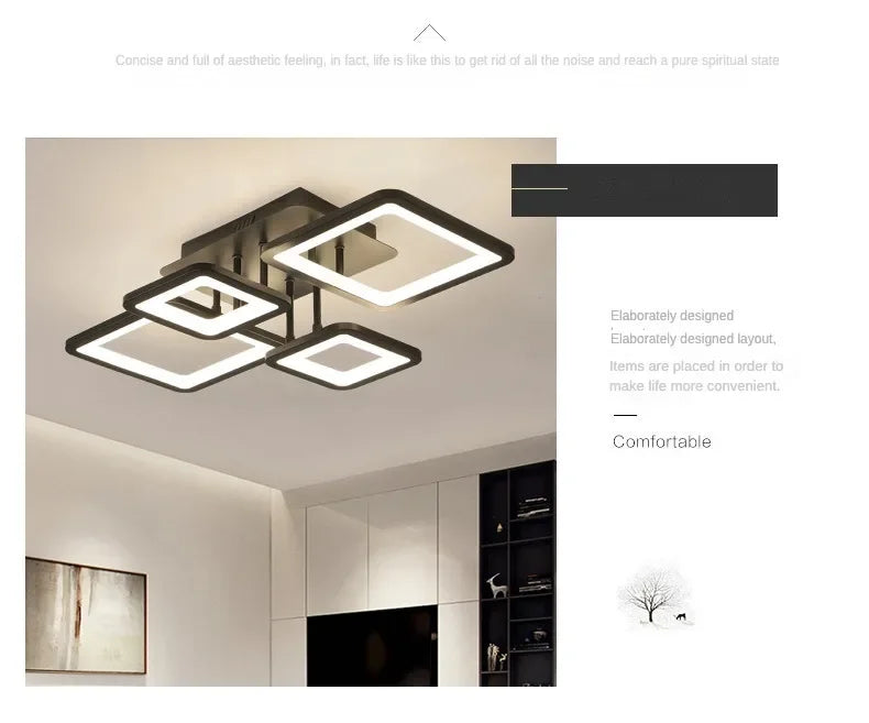 LED Ceiling Light – Modern Geometric Design with Remote Dimming - Samanta Factory
