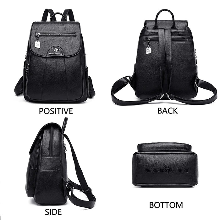 High-Quality Leather Backpack for Women – Large Capacity Travel & School Bag, Fashionable Mochila Shoulder Bag - Samanta Factory