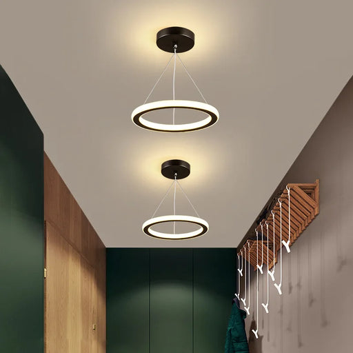 Modern minimalist aluminium and acrylic LED pendant chandelier for dining and living rooms


