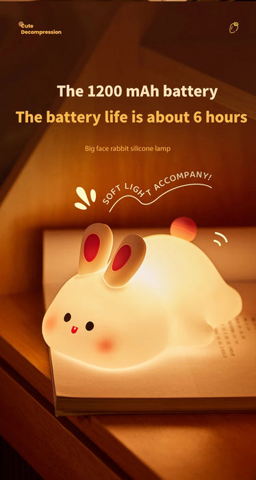 Cute Rabbit Night Light Silicone Lamp – Touch Sensor Soft LED Kids Sleep Light SF