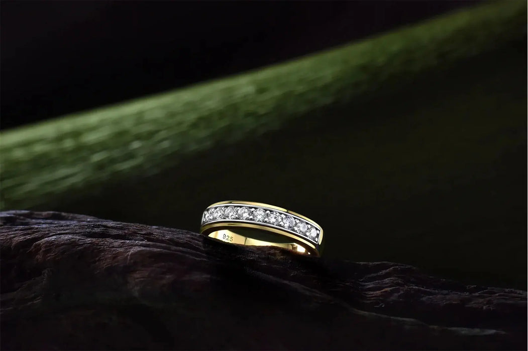 Men’s Moissanite Wedding Ring – D-Color VVS1 Sterling Silver SF