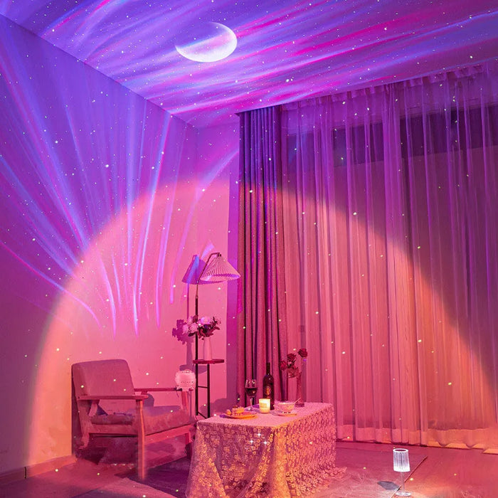 Galaxy Projector Night Light – 7-in-1 Aurora, Moon & Star Light with White Noise & Bluetooth Speaker - Samanta Factory