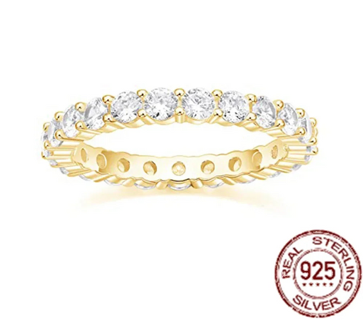 Sterling silver round cut zircon eternity stackable ring for women