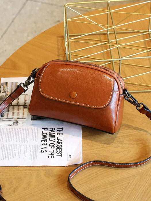 Leather Shoulder Bag – Soft Vintage Crossbody Design SF