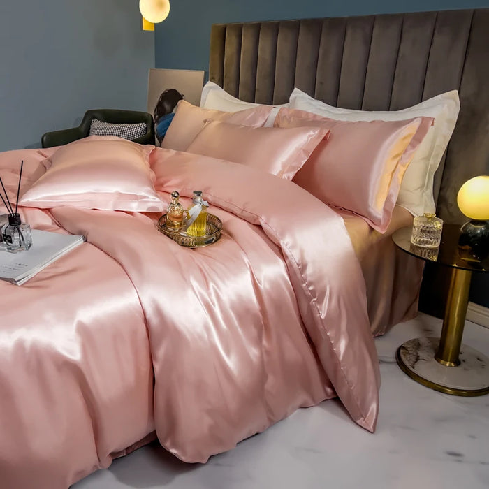 Schpert Rayon Bedding Set – Solid Color Duvet Cover with Pillowcases and Sheet, Twin to King - Samanta Factory