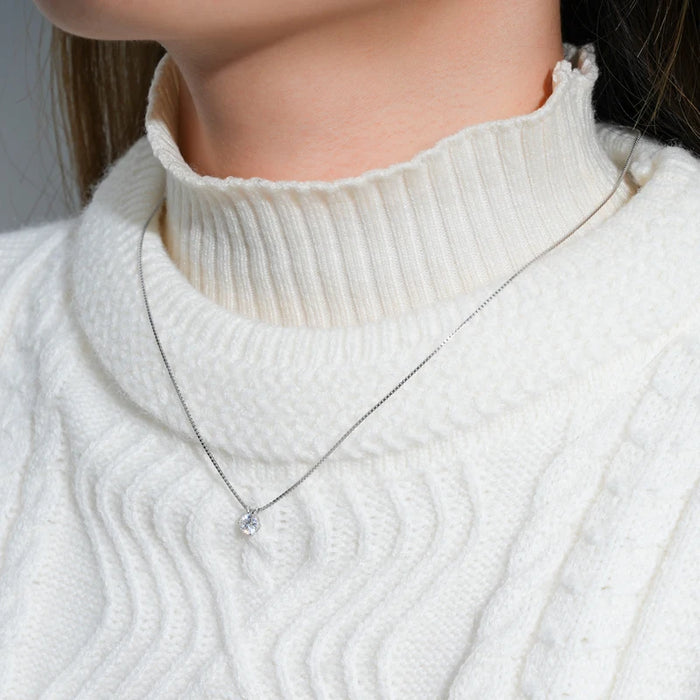 Moissanite Pendant Necklace – D-Color Round Solitaire