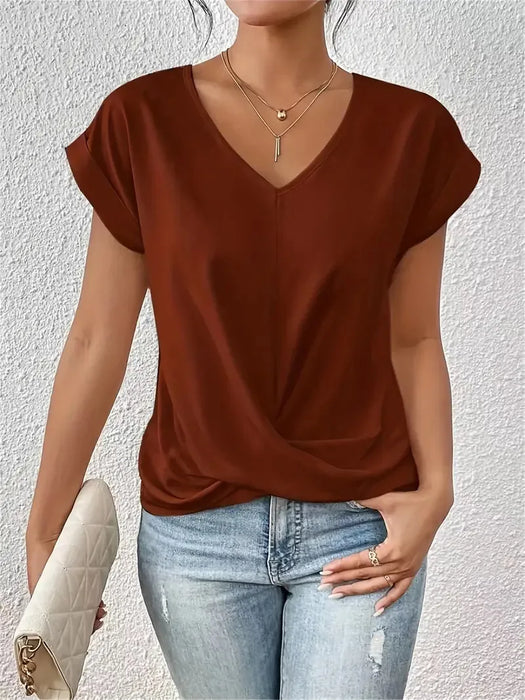 V-Neck Blouse - Casual Elegance for Office & Summer Days - Samanta Factory