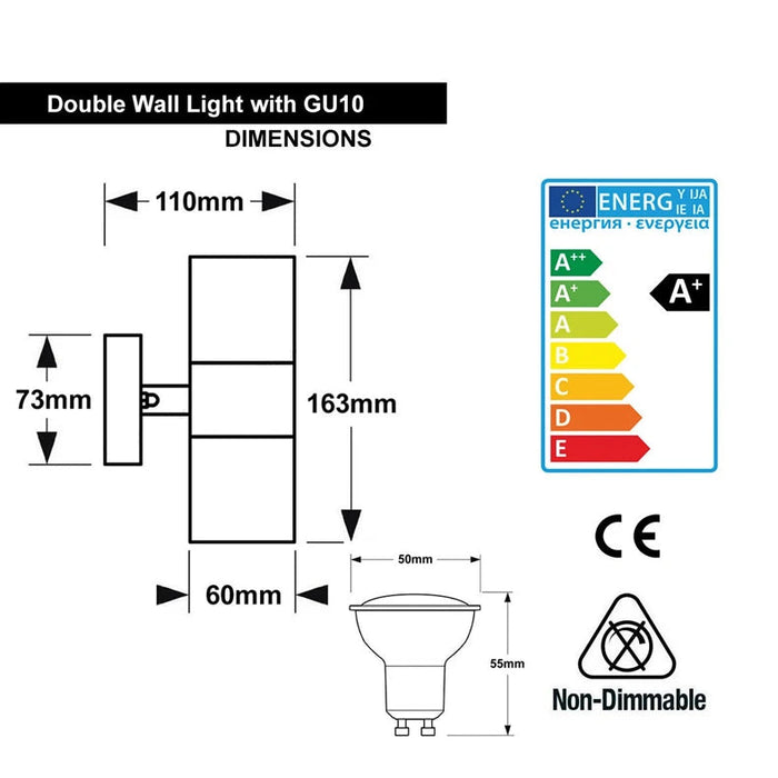 Stainless Steel LED Wall Light – IP65 Waterproof GU10 Up Down Outdoor Sconce SF