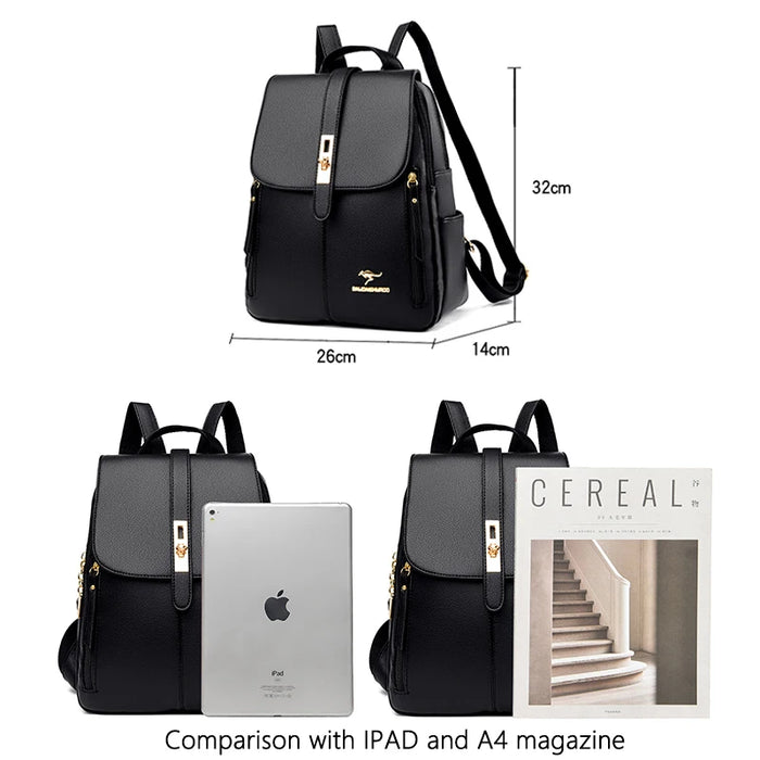 Women’s Leather Backpack – Fashionable White Shoulder Bag for Travel & School - Samanta Factory