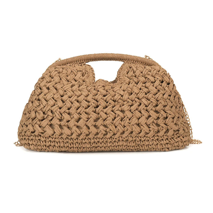 Retro Woven Straw Crossbody Bag – Women's Rattan Beach Shoulder Bag for Vacation & Travel SF