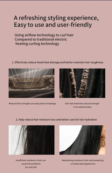 Professional Hair Dryer & Styler – Coanda Airflow with Curling, Straightening & Anti-Frizz Nozzles