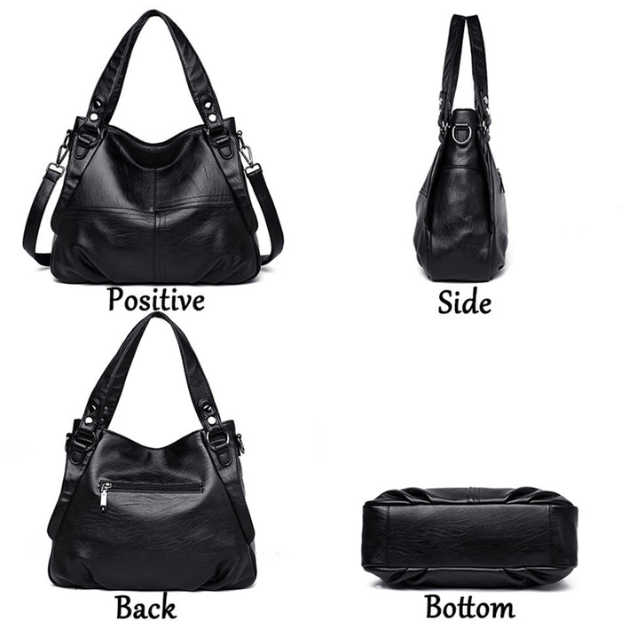 Genuine Leather Tote Bag – Vintage Unisex Handbag with Large Capacity - Samanta Factory