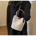 PU Leather Knitted Bucket Bag – Soft Casual Messenger Handbag for Women - Samanta Factory