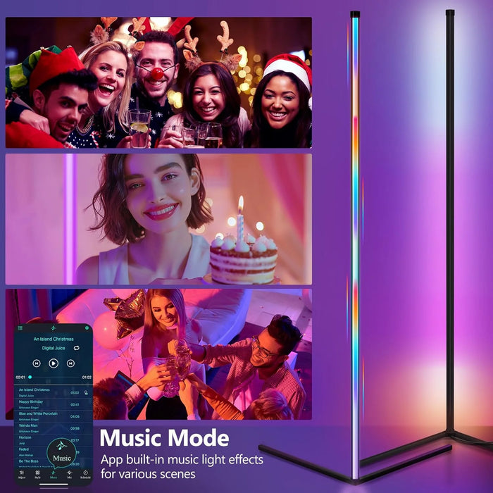 Modern RGBIC Smart Floor Lamp with 16M Colors, Music Sync & Remote App Control - Samanta Factory
