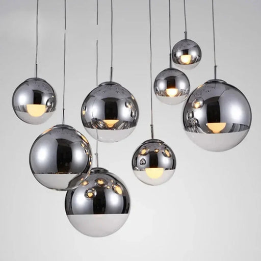 Modern copper/silver mirror finish pendant light with E27 fitting for indoor .u