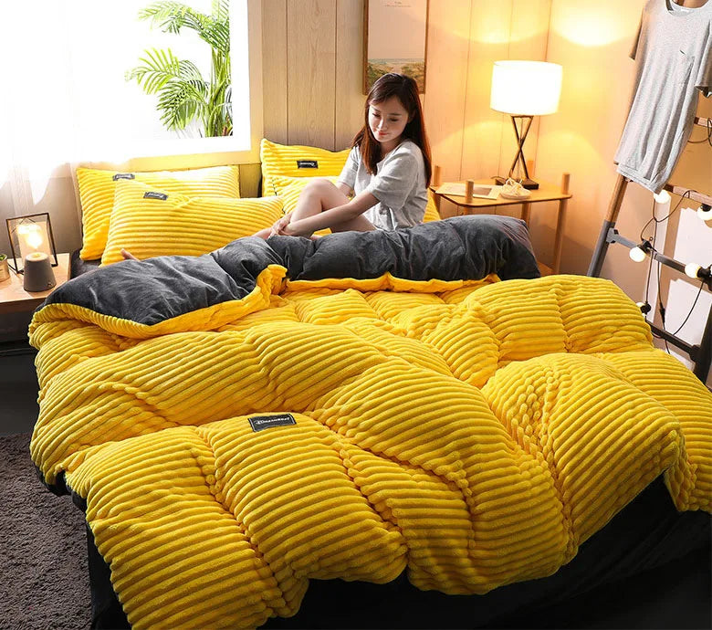 3-Piece Winter Velvet Duvet Cover Set – Soft Warm Fleece with Pillowcases, Twin to King Size" - Samanta Factory
