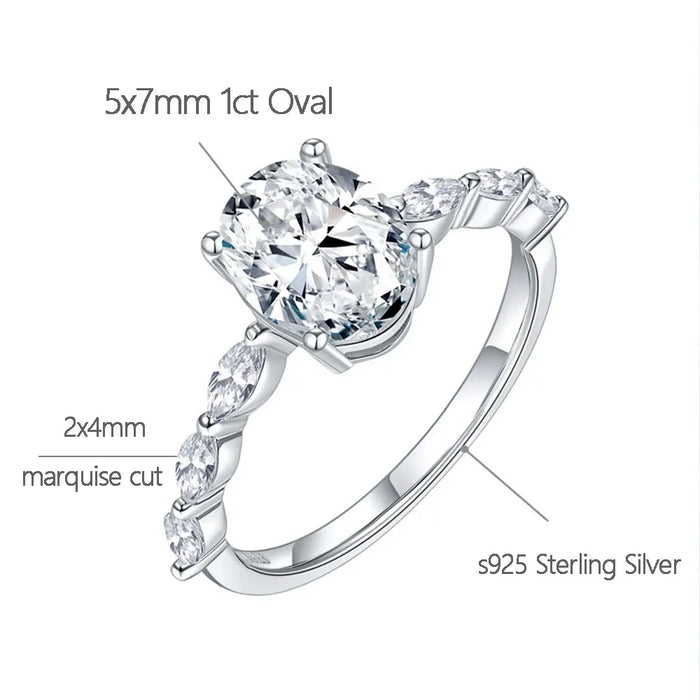 Moissanite Wedding Band – 2ct Oval Cut S925 Silver, Diamond-Tested