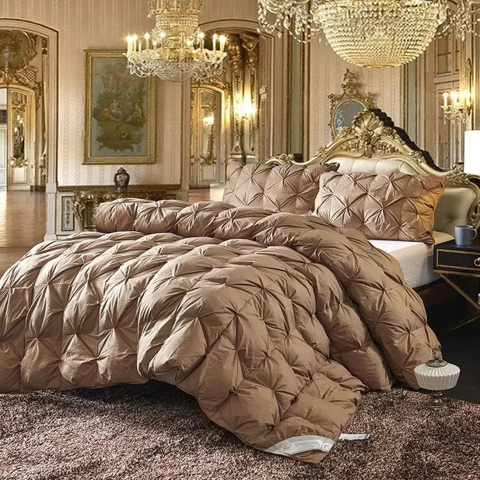 Goose Down Quilted Comforter – 100% Cotton All-Season Duvet, Breathable & Lightweight - Samanta Factory