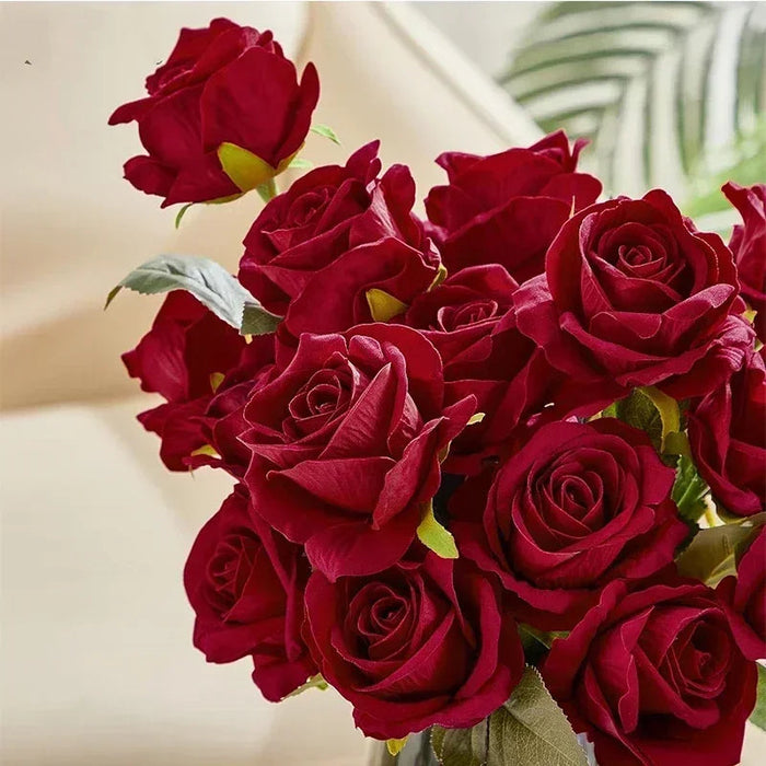Artificial Velvet Roses – 50PCS Long-Stem Flower Bouquet SF