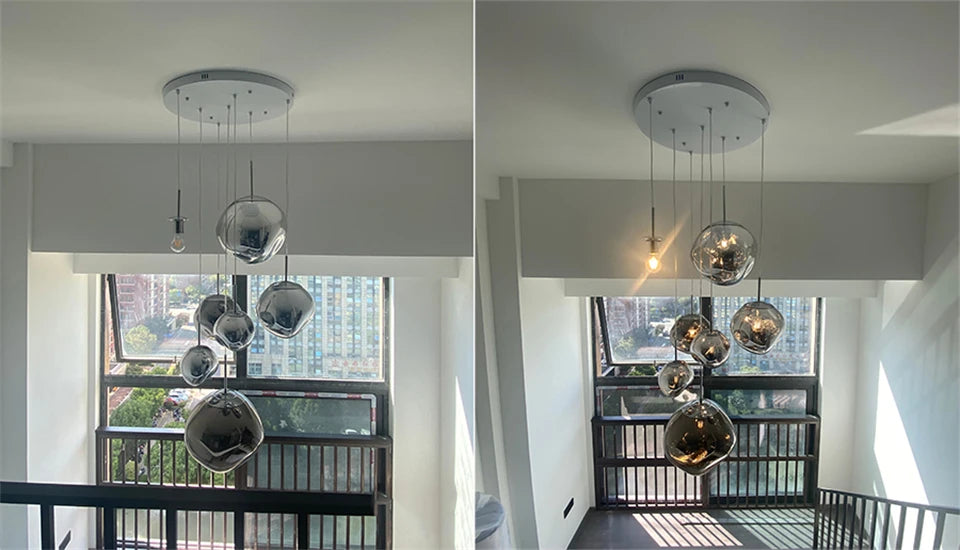 Modern Pendant Light – Energy-Saving LED Cord Fixture with Iron Finish - Samanta Factory