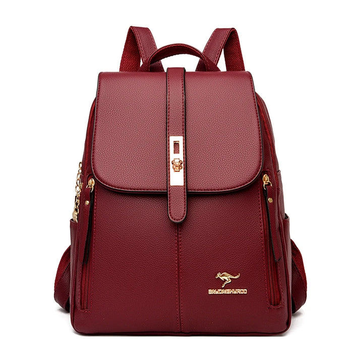 Women’s Leather Backpack – Fashionable White Shoulder Bag for Travel & School - Samanta Factory
