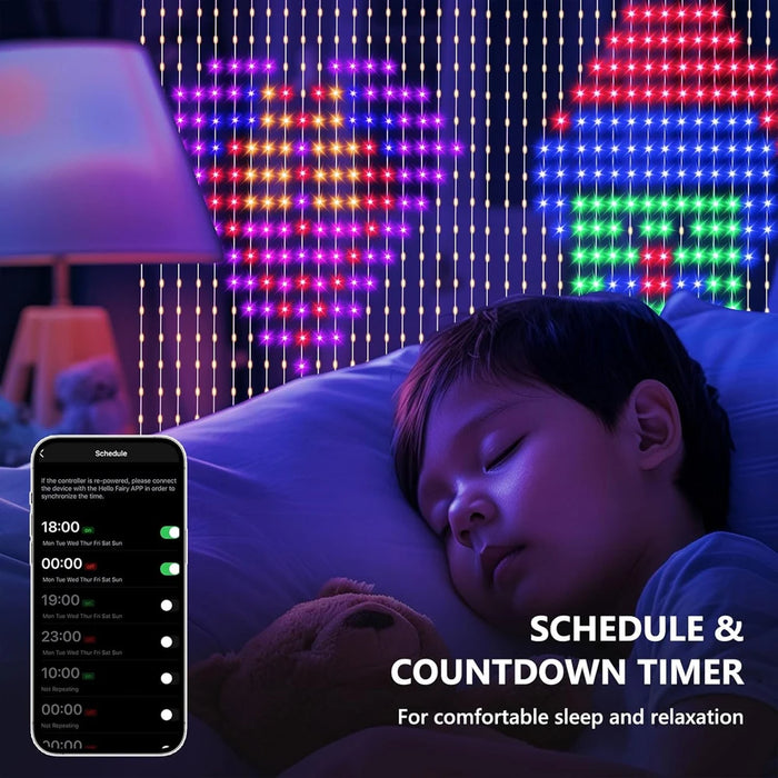 Smart LED Curtain Lights – APP Controlled RGB Fairy String for Christmas Decor