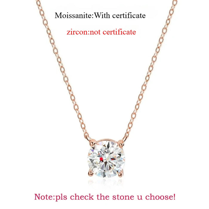Moissanite Solitaire Necklace – Certified VVS1 Round Stone