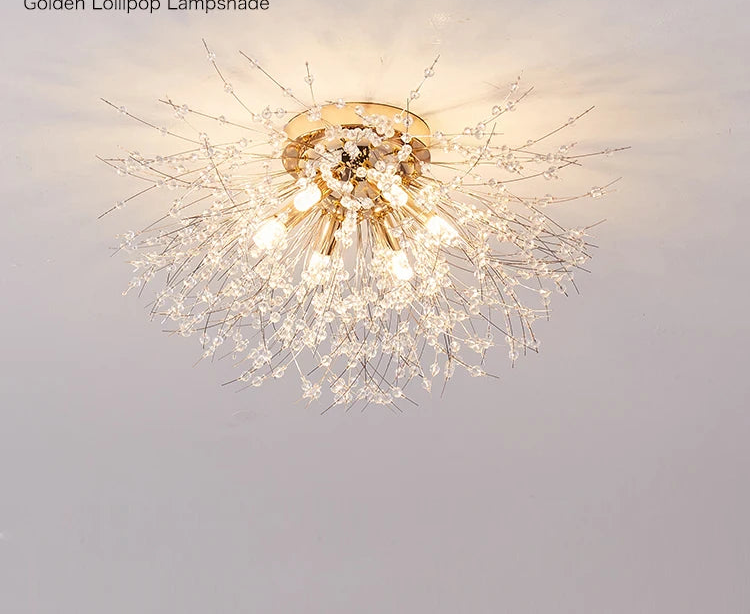 Crystal Dandelion Ceiling Light – 4-Light Nordic Chandelier for Living Room & Dining Room
