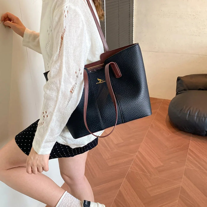 Luxurious Women’s Leather Shoulder Bag – Stylish Microfiber Synthetic Leather Casual Tote - Samanta Factory