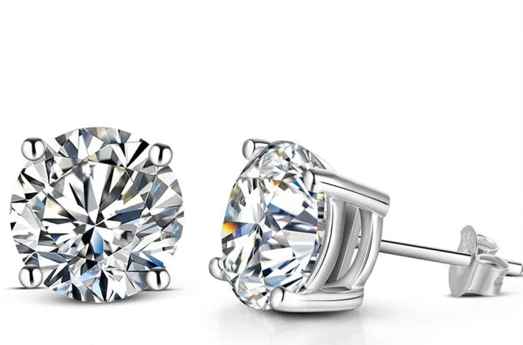 Moissanite Stud Earrings – 2ct D-Color Round Cut