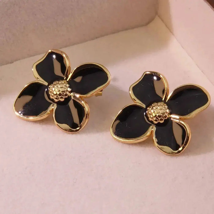 Stud Earrings – Vintage Petal Design in Stainless Steel SF