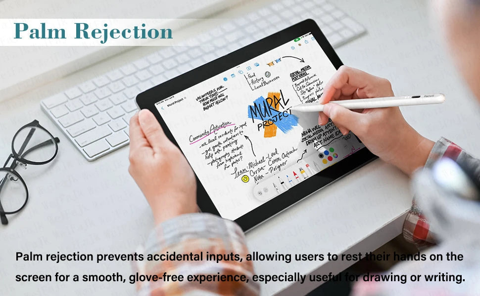 iPad Stylus Pen – Magnetic Tilt Sensitive Palm Rejection Pencil for iPad Pro Air Mini SF